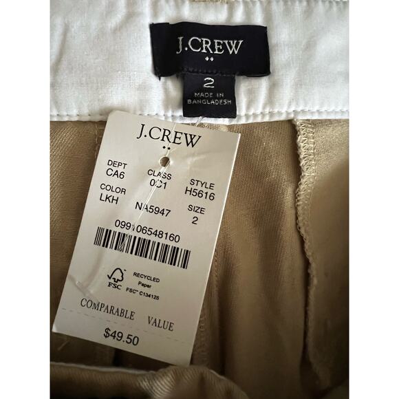 NWT J. Crew Women's 3 1/2" Classic Chino Shorts Flat Front Light Khaki Tan SZ 2 - Picture 7 of 10